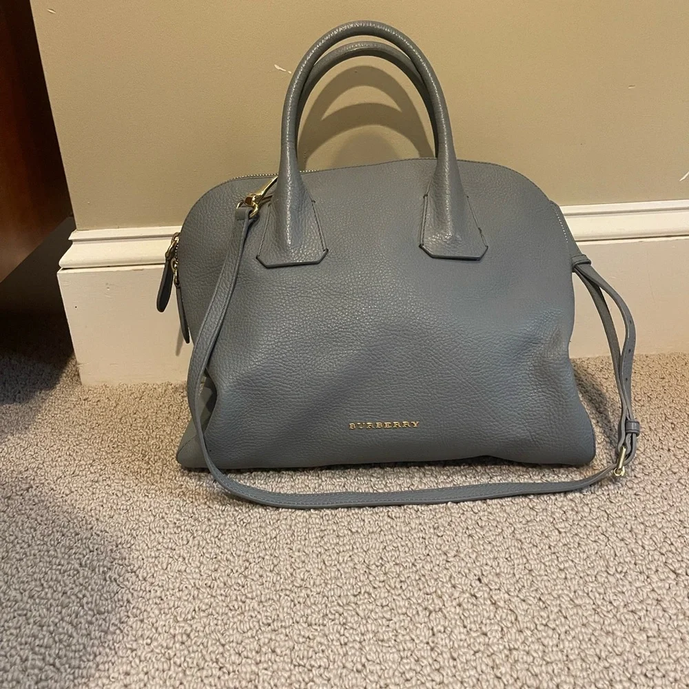 Burberry Light Blue Leather Greenwood Satchel - Picture 6 of 8
